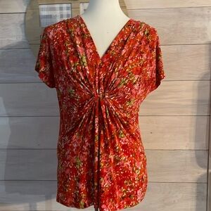 Chaus Red Flower Top L